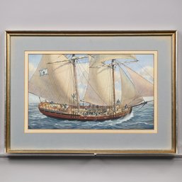 Samuel H. Bryant - Ship At Sea Flying A Liberty Tree Flag