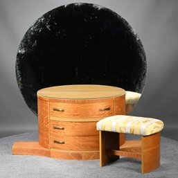 Mid-Century Modern 'Starline' Maple Vanity And Bench, L.A. Period Furniture Mfg. Co., Los Angeles, 1961-70