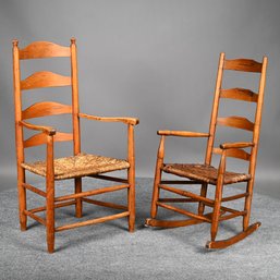 Delaware River Valley Ladderback Armchair And A Ladderback Rocking Chair