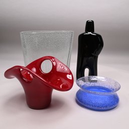 Four Italian And Swedish Modern Glass Objects, 20th Century