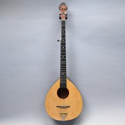 Folk Art Carved & Painted Rosewood Lute Guitar