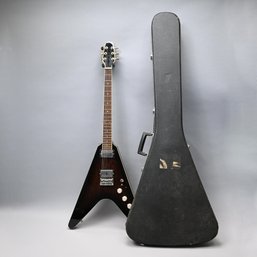Vintage Walnut Flying V Electric Guitar, Unmarked