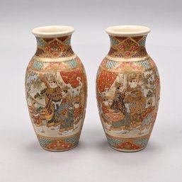 Pair Of Japanese Satsuma Vases, Late Meiji Period