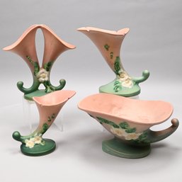Four Roseville Pottery 'White Rose' Vases
