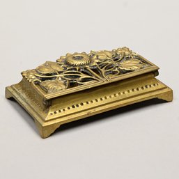 Aesthetic Movement Pierced Brass Stamp Box