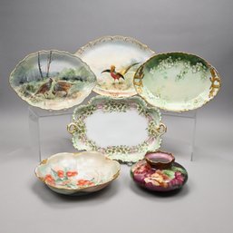 Six  Austrian, German & Haviland Handpainted Wares