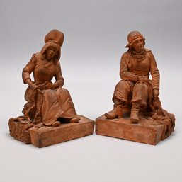 Adrien Fourdrin - Pair Of Terracotta Figures, 1869