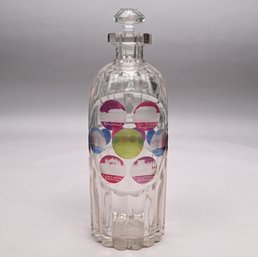 Bohemian Cut And Stained Glass Souvenir Decanter And Stopper, Late 19th Century