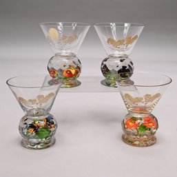 Set Of Four Czechoslovakian Lampwork Martini Glasses, Late 19th-Early 20th Century
