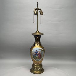 English Porcelain Painted And Gilt Vase, Now Mounted As A Table Lamp