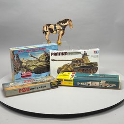 Fisher-Price N. 605 Lithograph And Wood Toy Horse, 1933, And Four Models, 1960s-1970s