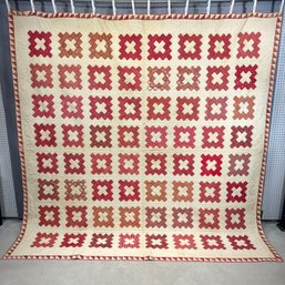 Pieced & Appliqued 'Chimney Sweep' Signature Quilt, Late 19th Century