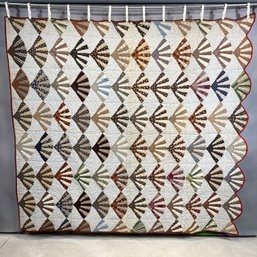 American Pieced Cotton 'Fan' Pattern Quilt, Late 19th-Early 20th Century
