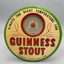Guinness Stout Button Advertising Sign And Thermometer, Cooper Co., Pequabuck, Connecticut, 1940s
