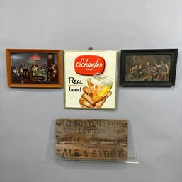 Four Beer, Ale And Stout Wood, Metal And Printed Advertising Signs, 20th Century