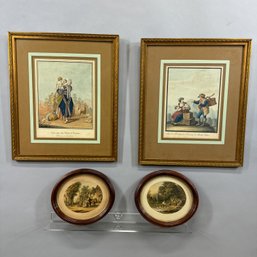 Pair Of Italian School Prints And A Pair Of British Colored Prints, Le Blond & Co.