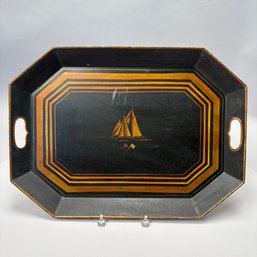 Painted Tin Tray Depicting 'Cleopatra's Barge'