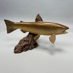 Jerry Gillaspy - Carved And Painted Figure Of A Brown Trout, 1985