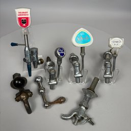 Nine American Steel And Chrome Keg And Beer Taps