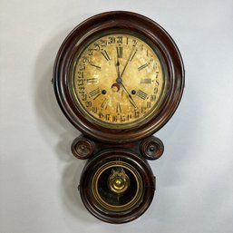 American 'Ionic' Model Figure 8 Calendar Wall Clock, E. Ingraham & Co., Bristol, Connecticut, Circa 1900
