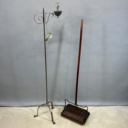 Bissell 'Klean Sweep' Wood & Metal Carpet Sweeper, Grand Rapids, Michigan, Aft. 1883, & An Iron Bridge Lamp