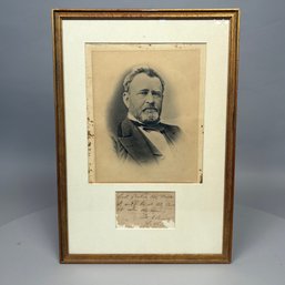 Photographic Print Depicting Ulysses S. Grant, With Signature, Rank And Note