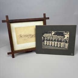 West Point Military Academy Cadets Photograph, And A Photograph Of A Sketch