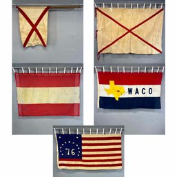 Five American And Continental Flags And Pennants