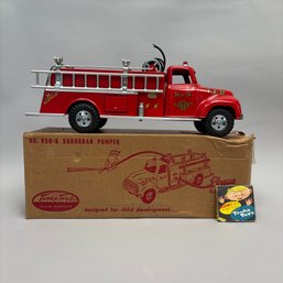 Tonka Toys No. 950-6 Red Pressed Steel Suburban Pumper Fire Truck With Original Box, 1956