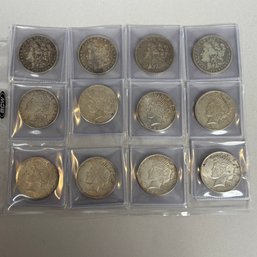 Twelve Morgan And Peace United States Silver Dollars