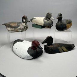 Five American Carved And Painted Duck Decoys