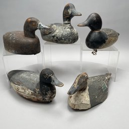 Five American Carved And Painted Duck Decoys