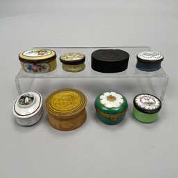 One Advertising Box And Eight Snuff Boxes
