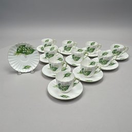 Set Of Shelley 'Lily-of-the-Valley' Demitasse Cups And Saucers