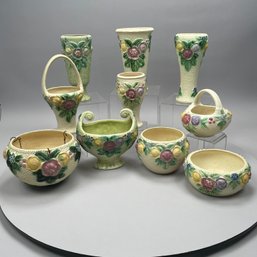 Roseville 'Rozane' Urn & Nine Vases, Bowls&Baskets
