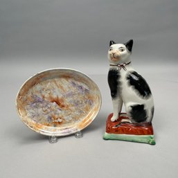 Wedgwood Moonlight Lustre Tray &Staffordshire Cat