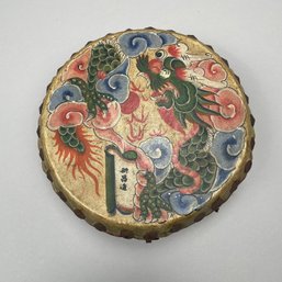 Chinese Wood And Painted Pigskin Drum