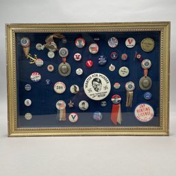 World War II Framed Political Button Shadowbox