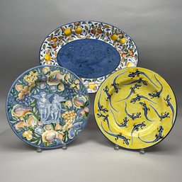 Two Italian Faience Chargers & A Platter, R. Radda