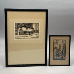 Woodblock Print, Brown, And An Etching, Fulcher