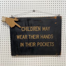 Gold Stencilled Pine Sign In Black Paint