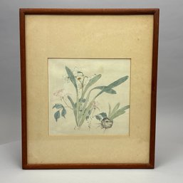 Orchids And Roses - Woodblock Print