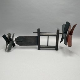 Folk Art Carved And Painted Pine Whirly-Gig