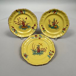 Set Of Three French Faience Chinoiserie Plates