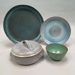 Group Of Mid-Century Modern Glazed Redware Pottery