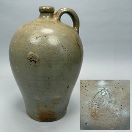Charlestown, Massachusetts Saltglaze Stoneware Jug,  Attributed To Frederick Carpenter, 1812-1827