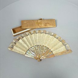 White Lace And Mother-of-Pearl Wedding Fan, 19th Century
