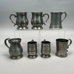 Seven English Pewter Mugs & Measures,Some Scottish