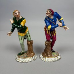 Pair Of Italian Porcelain Commedia Dell'Arte Figures, Capodimonte Ginori, 1896-1925
