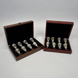 Set Of Sixteen American Silver Cordials, Manchester Silver Co., 1914-1985, In Two Cases
